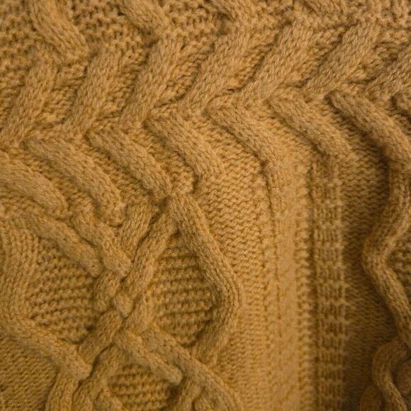 Madewell Open Sided Bobble Pullover CableKnit Wool Sweater Mustard Size XS - Picture 10 of 12